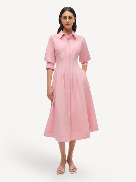 Dusty Rose Jazz Pintuck Midi Dress (AY3165) | £440