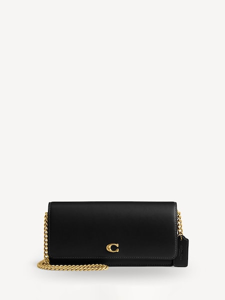 Black Evie Leather Long Wallet On Chain (AY5346) | £250