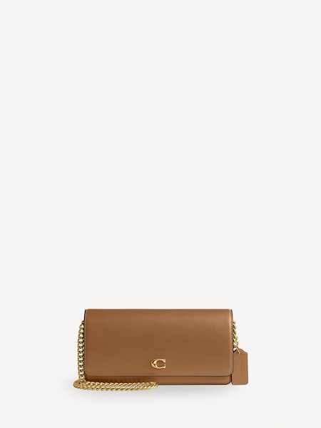 Brown Evie Leather Long Wallet On Chain (AY5349) | £250