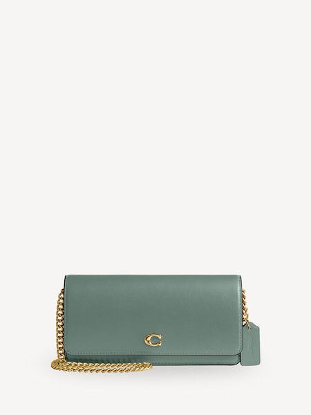 Green Evie Leather Long Wallet On Chain (AY5352) | £250
