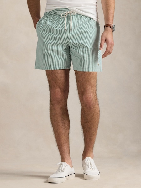 Green Leaf Traveler Classic Seersucker Logo Swim Shorts (AY5428) | £109