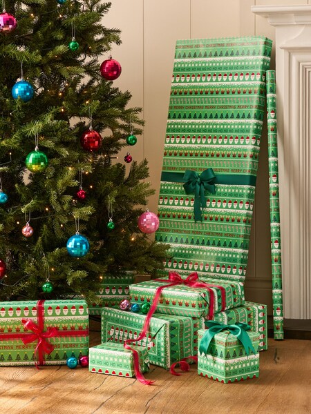 Green Pixel Extra Wide, 10m Christmas Wrapping Paper (AY6878) | £7