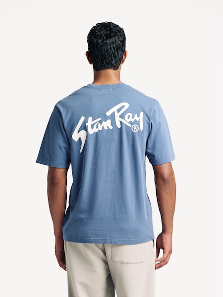Navy Blue OG Logo Cotton T-Shirt (AY7756) | £35