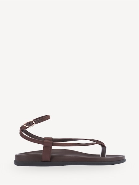 Brown Saloni Footbed Satin Sandals (AY8256) | £215