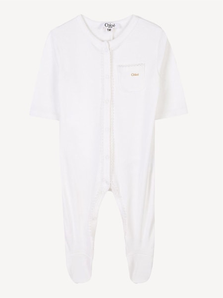 Baby Logo White Sleepsuit and Hat Set With Giftbox (AY9307) | £140