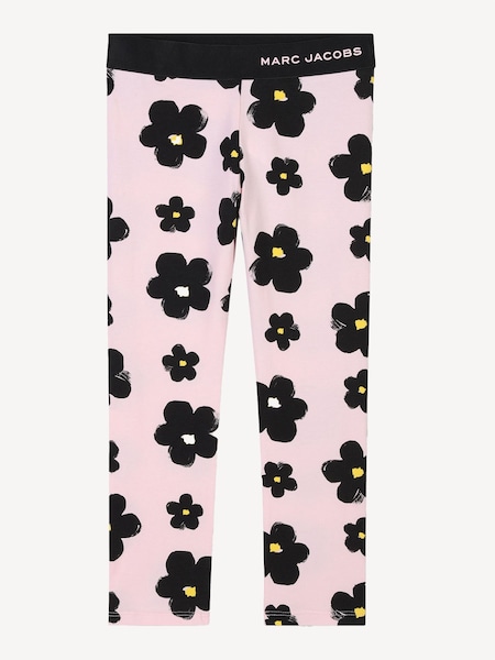 Pink Floral Print Leggings With Logo Waistband (AY9406) | £69
