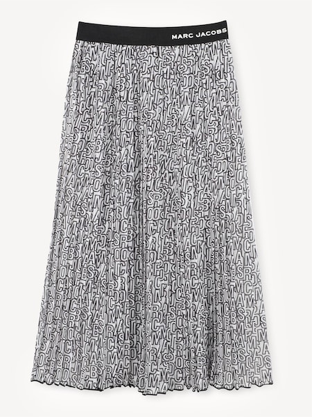 Marc Jacobs Black Sparkle Pleated Midi Skirt With Logo Waistband (AY9409) | £135