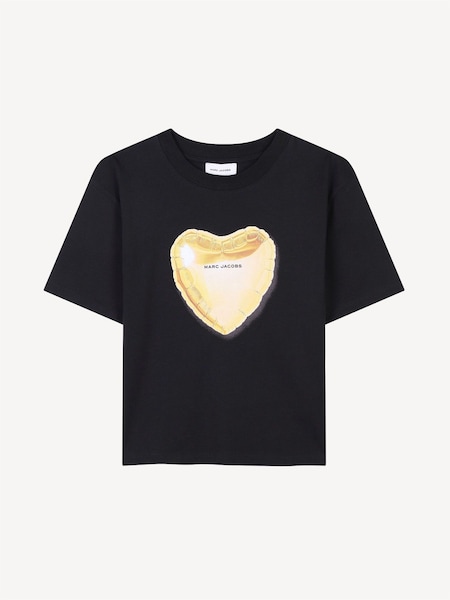 Marc Jacobs Black Logo Heart Balloon Graphic Short Sleeve T-Shirt (AY9411) | £49