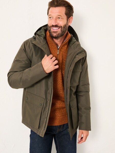 FatFace Saltby Khaki Green Waterproof Hooded Parka (AY9985) | £129