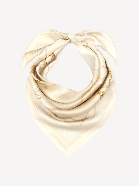 White Tabby Printed Silk Square Scarve (B38780) | £95