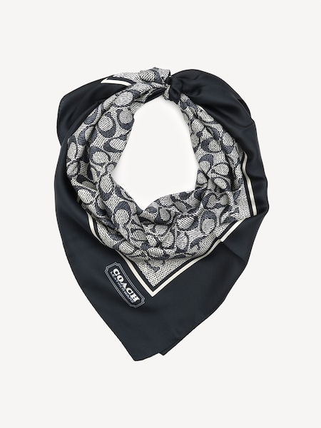 White Signature Vintage Printed Silk Square Scarve (B74184) | £95