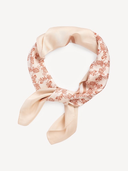 Pink Horse And Carriage Silk Square Scarve (B79655) | £95