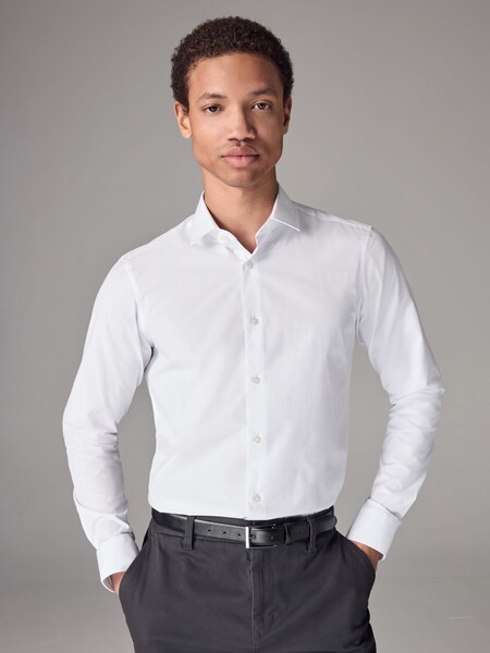 White Skinny Fit Easy Care Single Cuff Smart Shirt (C73786) | £22
