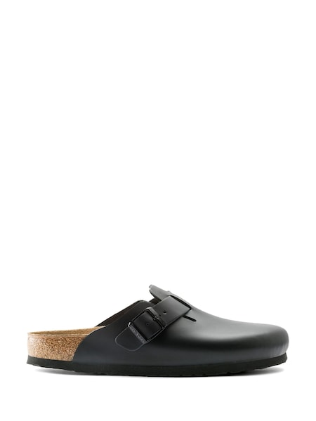Black Smooth Leather Boston Clogs (D04041) | £125