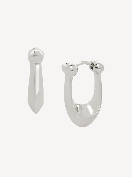 Silver Tone Signature C Huggie Earrings (D68361) | £40