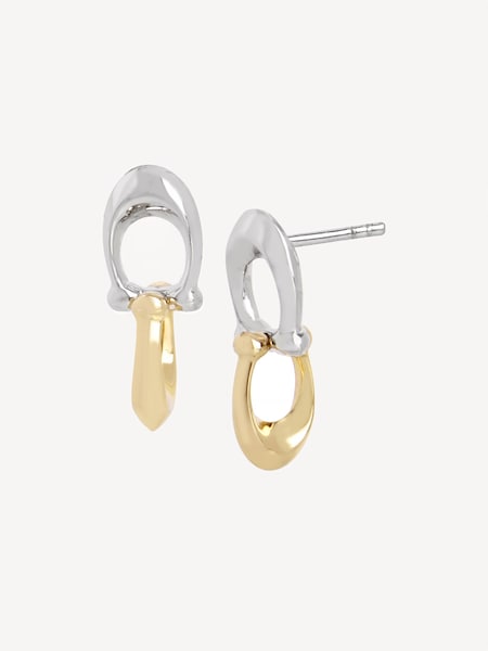 Gold Tone Signature C Double Drop Stud Earrings (D68363) | £40