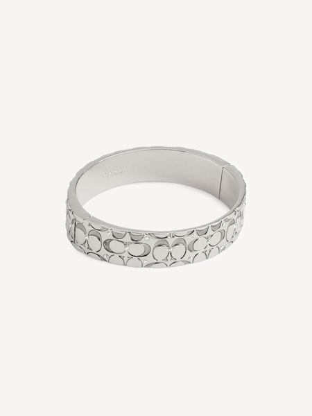 Silver Tone Quilted C Hinged Bangle Bracelet (D68366) | £150