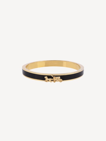 Black Horse And Carriage Enamel Hinged Bangle Bracelet (D68382) | £75