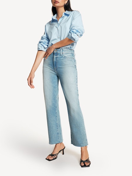 Blue Courtney Raw Hem Ankle Flare Jeans (E04755) | £140