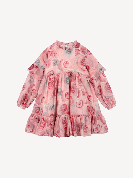 Pink Printed Long Sleeve Dress (E11253) | £485