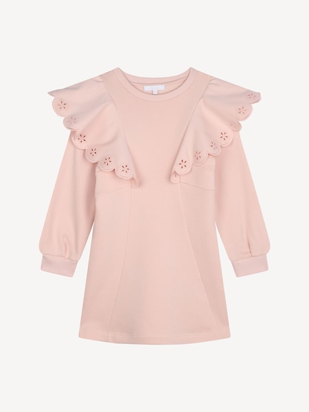 Pink Long Sleeve Jumper Dress With Frill Sleeves (E11256) | £210