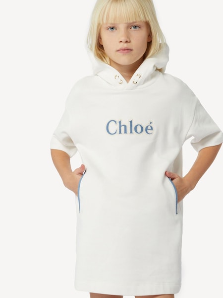 Cream Short Sleeve Fleece Hooded Dress With Pockets (E11267) | £145 - £190