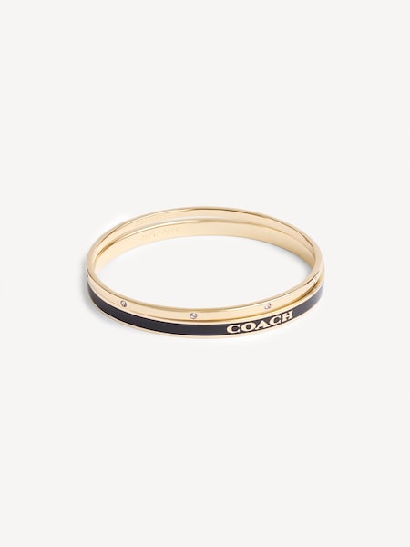 Gold/Black COACH Gold Tone Signature Duo Boxed Bangle Set (E12411) | £95