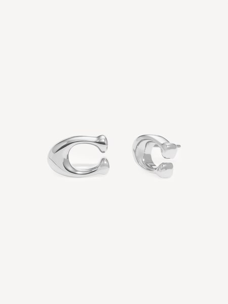 Silver Tone Signature C Stud Earrings (E12417) | £40