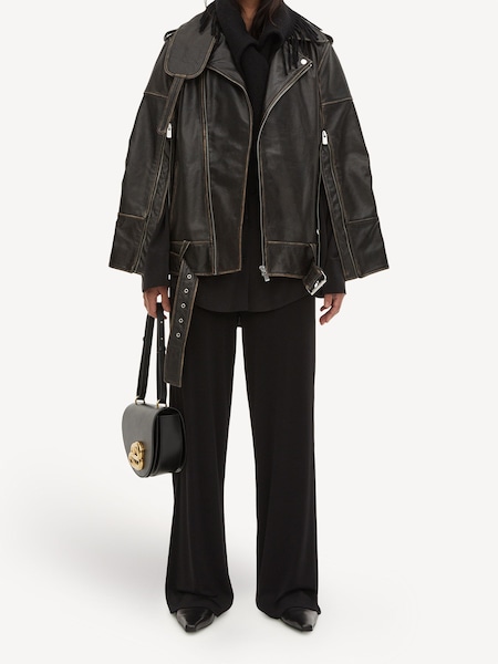Black Beatrisse Leather Biker Jacket (E14124) | £1,000