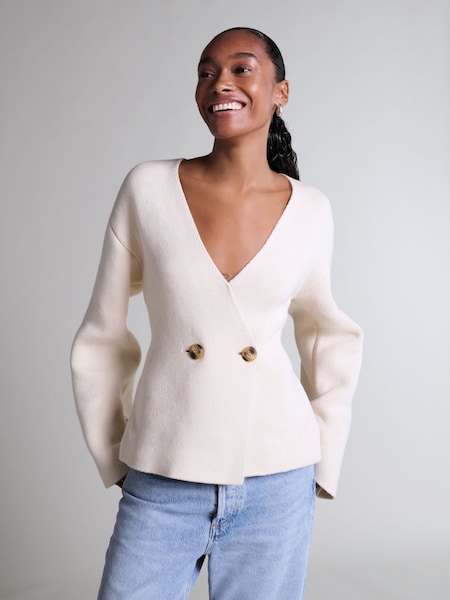 Cream Tinley Wool Blend Cardigan (E14144) | £400
