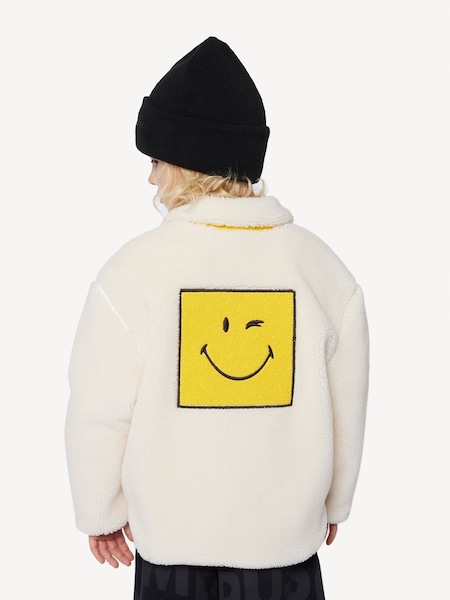 Cream Cream Reversible Fleece Jacket With Back Print (E15595) | £95 - £120