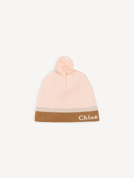 Pink Knitted Logo Beanie Hat (E18946) | £70