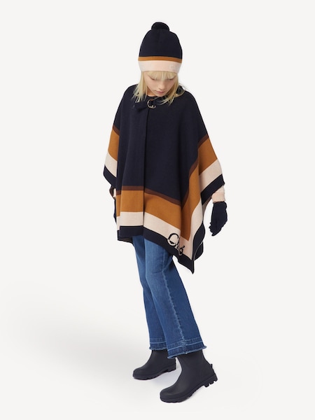 Blue Knitted Logo Poncho Cape (E18948) | £260 - £295