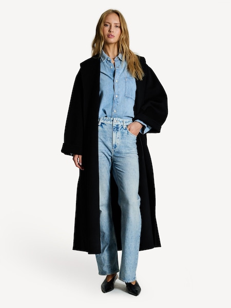 Black Trullem Wool Blend Coat (E24251) | £760