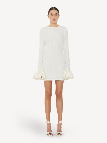 White Bow Embroidered Mini Dress (E27389) | £215