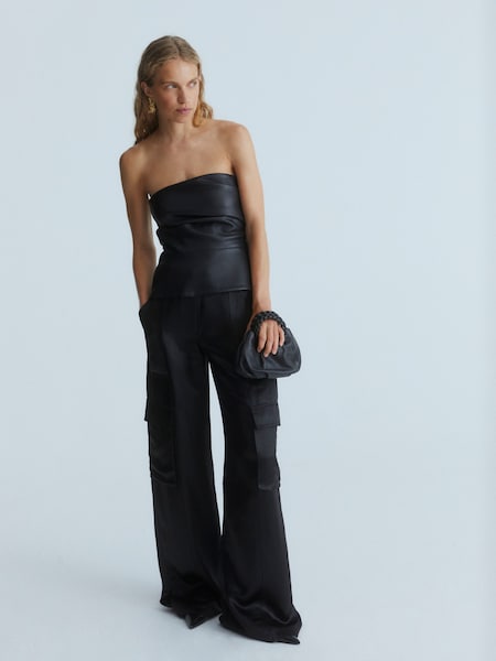 Black Bardot Draped Top (E27475) | £165