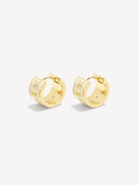 Gold Tone Signature Huggie Earrings (E29801) | £95