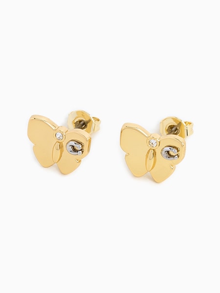Gold Tone Signature Butterfly Stud Earrings (E29802) | £40