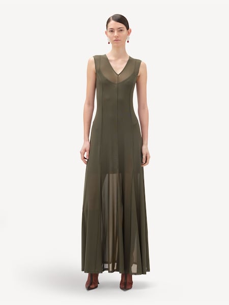 Green Mesh Maxi A-Line Dress (E30084) | £190