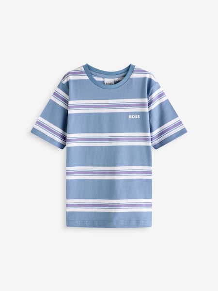 Blue Chest Logo Stripe Short Sleeve T-Shirt (E41103) | £27 - £33