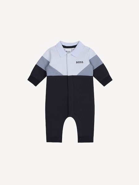 Blue Baby Pique Polo All-In-One Romper (E41113) | £55