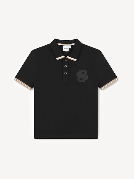 Black Short Sleeve Polo Shirt With Tipping Detail (E41128) | £39 - £47