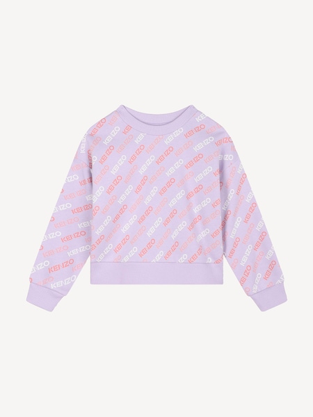 Purple All Over Logo Print Crew Neck Sweatshirt (E41207) | £65 - £80