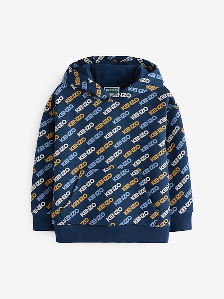 Blue All Over Logo Print Hoodie (E41220) | £65 - £80