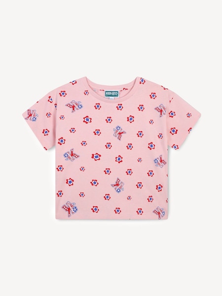 Pink All-Over Print Floral Logo Short Sleeve T-Shirt (E41221) | £26 - £31
