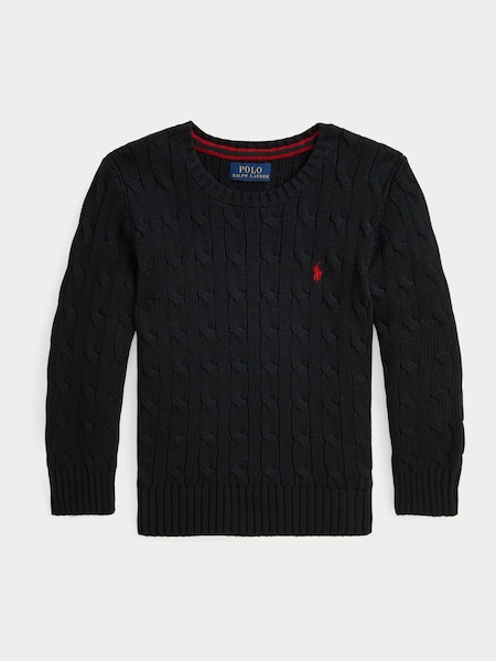 Black Boys Cable Knit Jumper (E49591) | £99