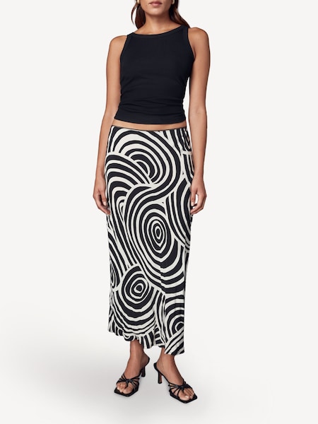 Black Ardith Whirlpool Print Midi Skirt (E70414) | £85