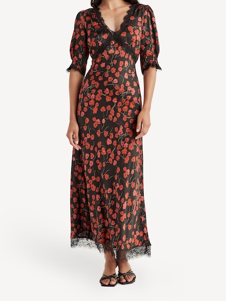 Red Annina Lace Trim Midi Dress (E70424) | £145