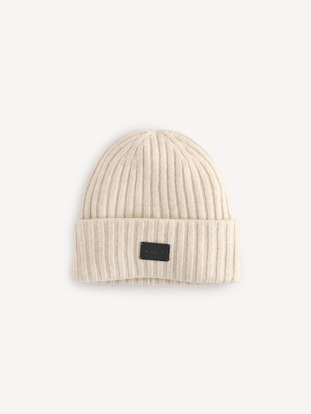 Cream Elva Chunky Rib Beanie (E72258) | £50