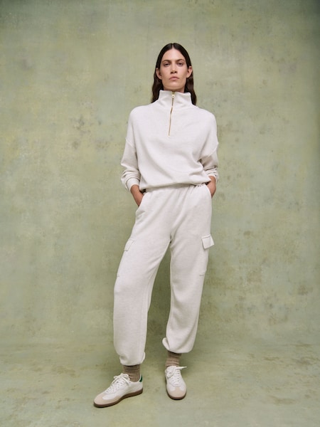 Ivory Marl Hawley Half Zip Sweatshirt (E72262) | £105